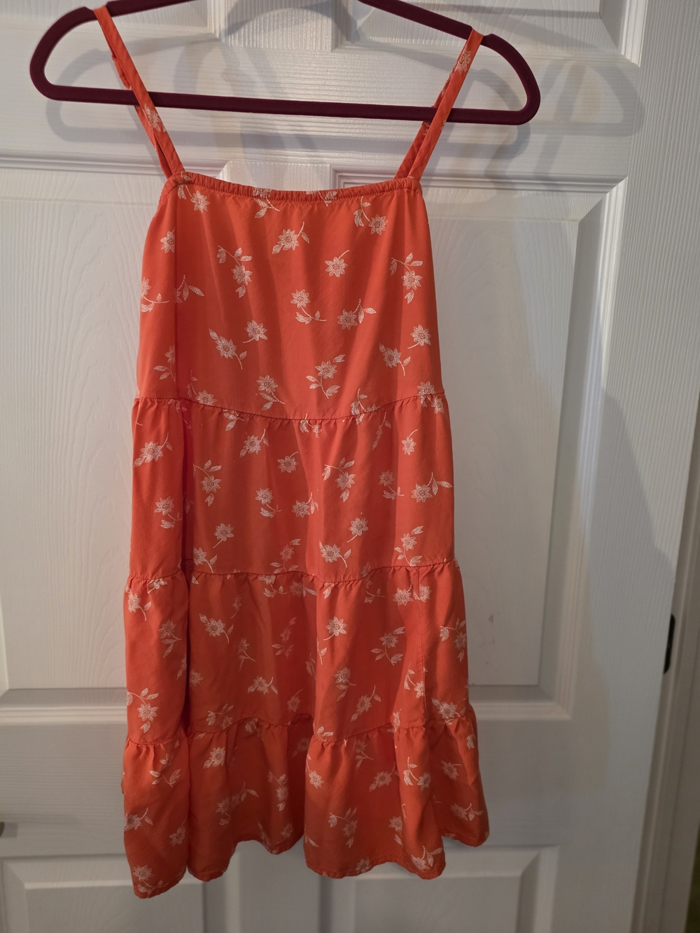 Old Navy Orange Floral Summer Tier Dress